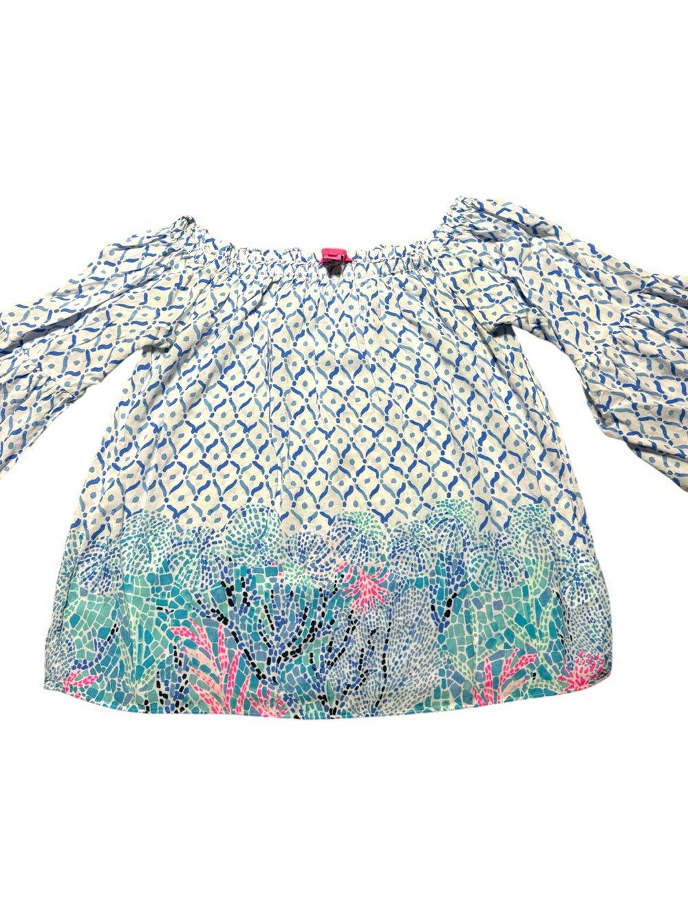 Lilly Pulitzer Sea La Vie Nevie Off-The-Shoulder Top Small with 3/4 bell sleeves - Picture 3 of 11